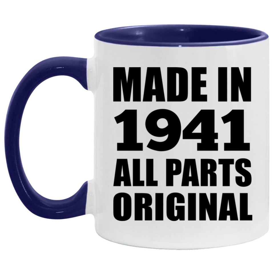 83rd Birthday Made in 1941 All Parts Original - 11oz Accent Mug Purple