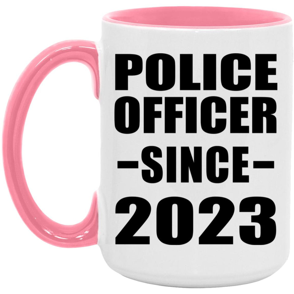 Police Officer Since 2023 - 15oz Accent Mug Pink