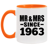 61st Anniversary Mr & Mrs Since 1963 - 11oz Accent Mug Orange