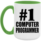 Number One #1 Computer Programmer - 15oz Accent Mug Green