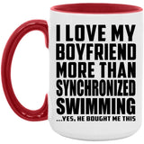 I Love My Boyfriend More Than Synchronized Swimming - 15oz Accent Mug Red