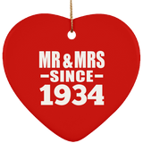 90th Anniversary Mr & Mrs Since 1934 - Heart Ornament