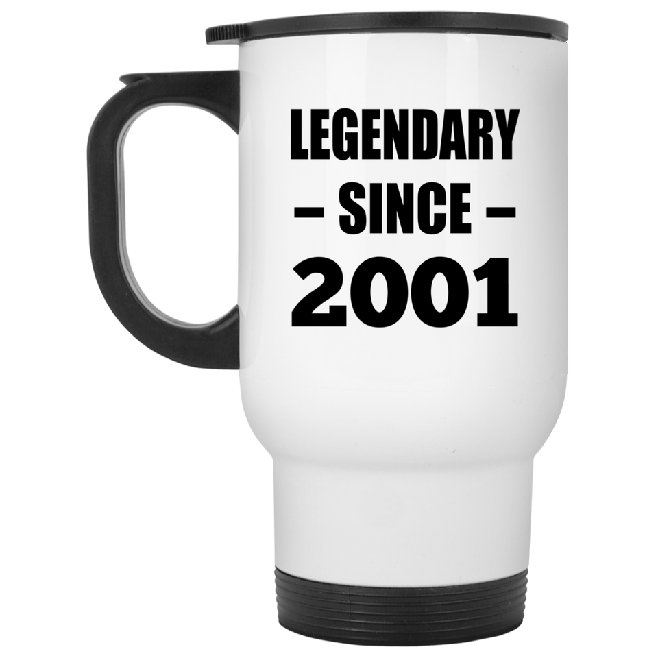 23rd Birthday Legendary Since 2001 - White Travel Mug