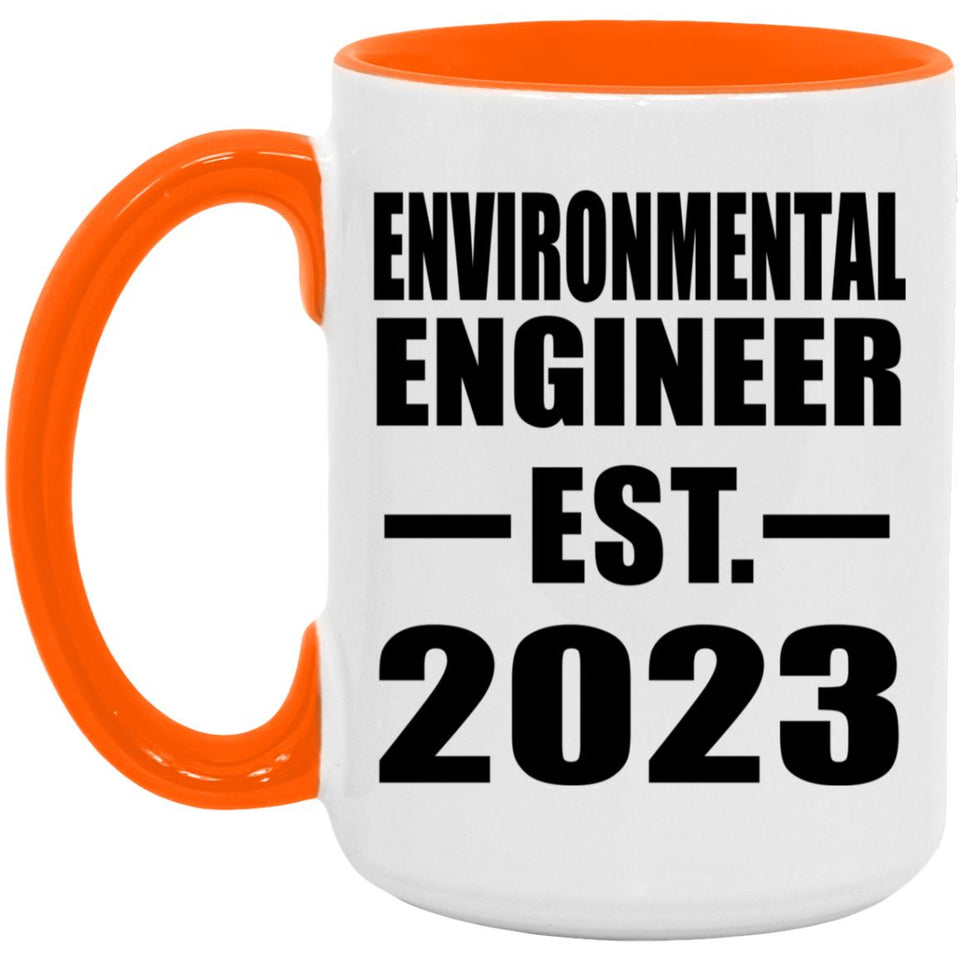 Environmental Engineer Established EST. 2023 - 15oz Accent Mug Orange
