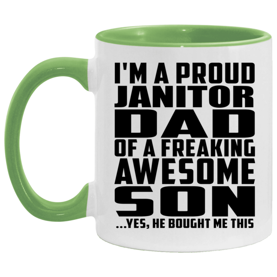 Proud Janitor Dad Of Awesome Son - 11oz Accent Mug Green