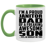 Proud Janitor Dad Of Awesome Son - 11oz Accent Mug Green