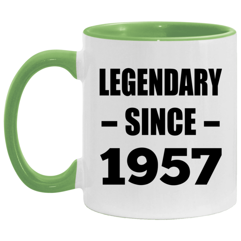 67th Birthday Legendary Since 1957 - 11oz Accent Mug Green