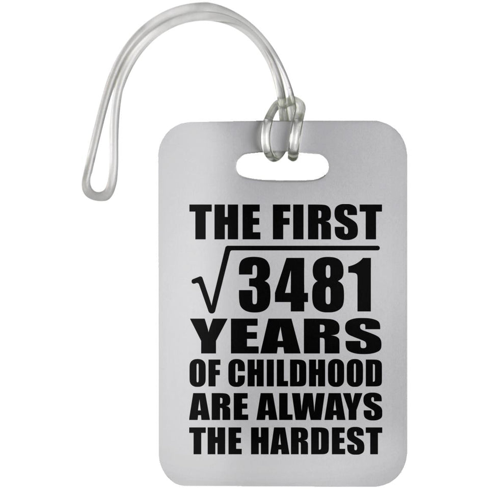 59th Birthday Square Root of 3481 Years of Childhood - Luggage Bag Tag