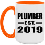 Plumber Established EST. 2019 - 15oz Accent Mug Orange