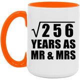 16th Anniversary Square Root of 256 Years As Mr & Mrs - 15oz Accent Mug Orange