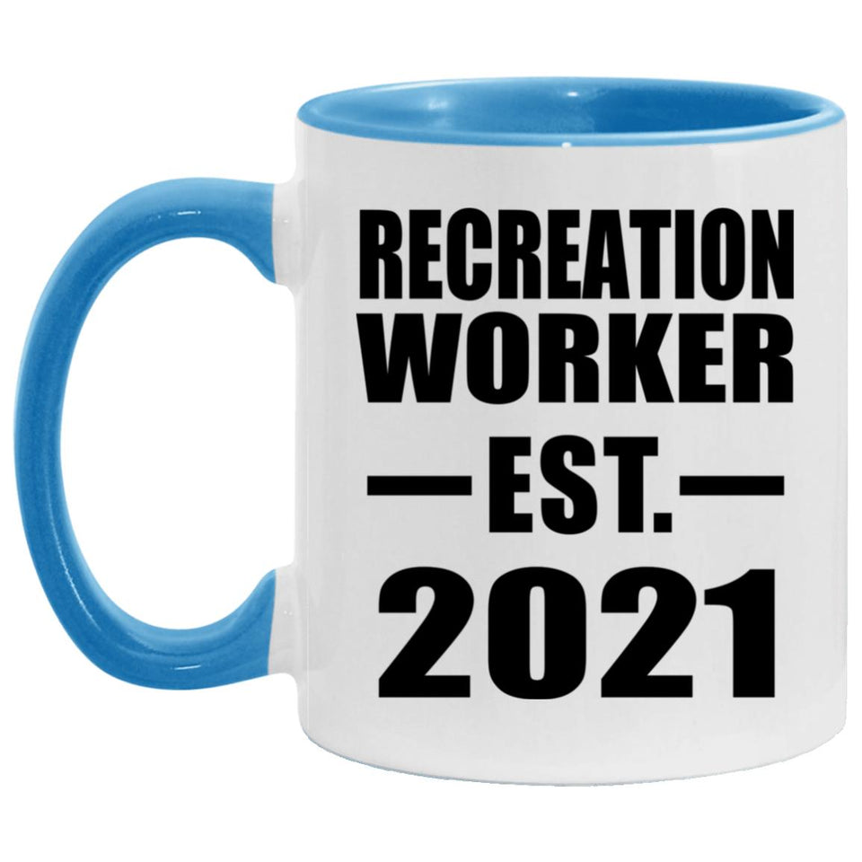 Recreation Worker Established EST. 2021 - 11oz Accent Mug Blue