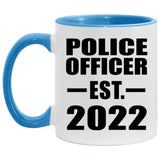 Police Officer Established EST. 2022 - 11oz Accent Mug Blue