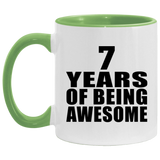 7th Birthday 7 Years Of Being Awesome - 11oz Accent Mug Green