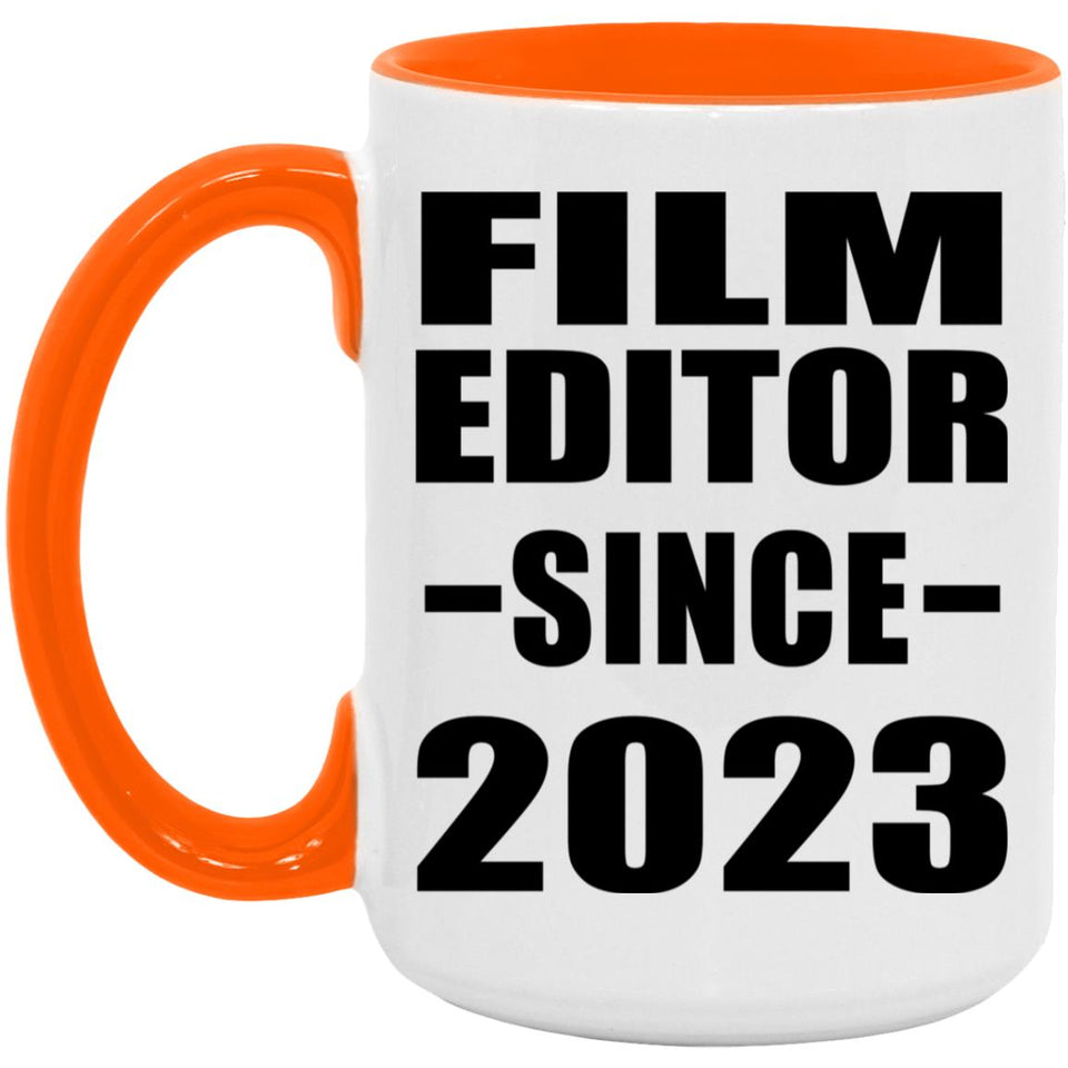 Film Editor Since 2023 - 15oz Accent Mug Orange