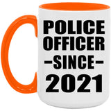 Police Officer Since 2021 - 15oz Accent Mug Orange