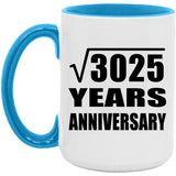 55th Anniversary Square Root of 3025 Years Anniversary - 15oz Accent Mug Blue