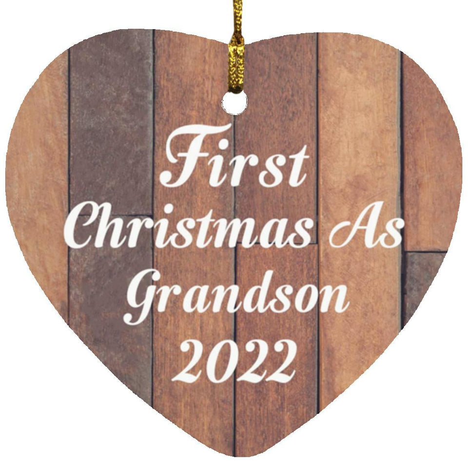 First Christmas As Grandson 2022 - Heart Ornament E