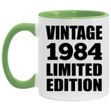 40th Birthday Vintage 1984 Limited Edition - 11oz Accent Mug Green