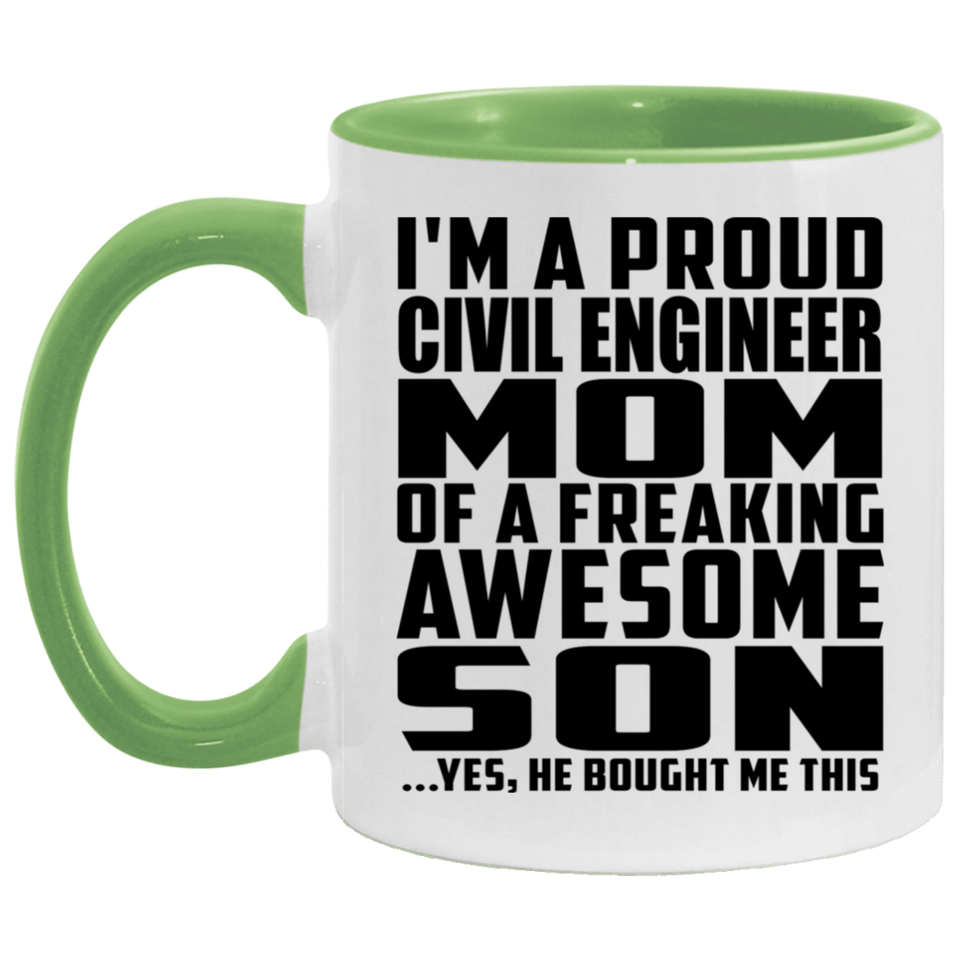 Proud Civil Engineer Mom Of Awesome Son - 11oz Accent Mug Green