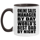 Online Sales Manager By Day World's Best Dad By Night - 11oz Accent Mug Black