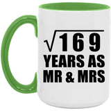 13th Anniversary Square Root of 169 Years As Mr & Mrs - 15oz Accent Mug Green