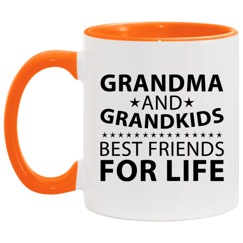 Grandma and Grandkids, Best Friends For Life - 11oz Accent Mug Orange