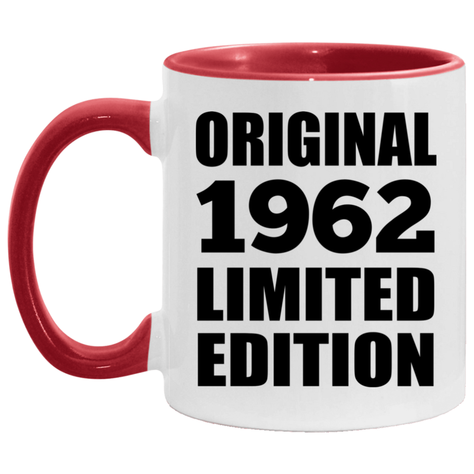 62nd Birthday Original 1962 Limited Edition - 11oz Accent Mug Red