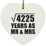 65th Anniversary Square Root of 4225 Years As Mr & Mrs - Heart Ornament