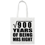 30th Anniversary Square Root of 900 Years of Being Mrs Right - Tote Bag White