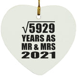 77th Anniversary Square Root of 5929 Years As Mr & Mrs 2021 - Heart Ornament