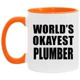 World's Okayest Plumber - 11oz Accent Mug Orange