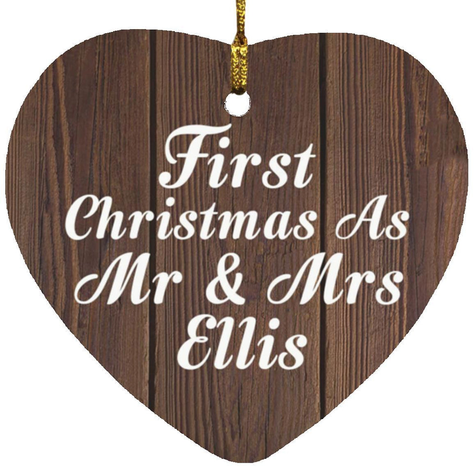 First Christmas As Mr & Mrs Ellis - Heart Ornament D