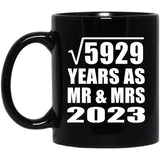 77th Anniversary Square Root of 5929 Years As Mr & Mrs 2023 - 11oz Coffee Mug Black
