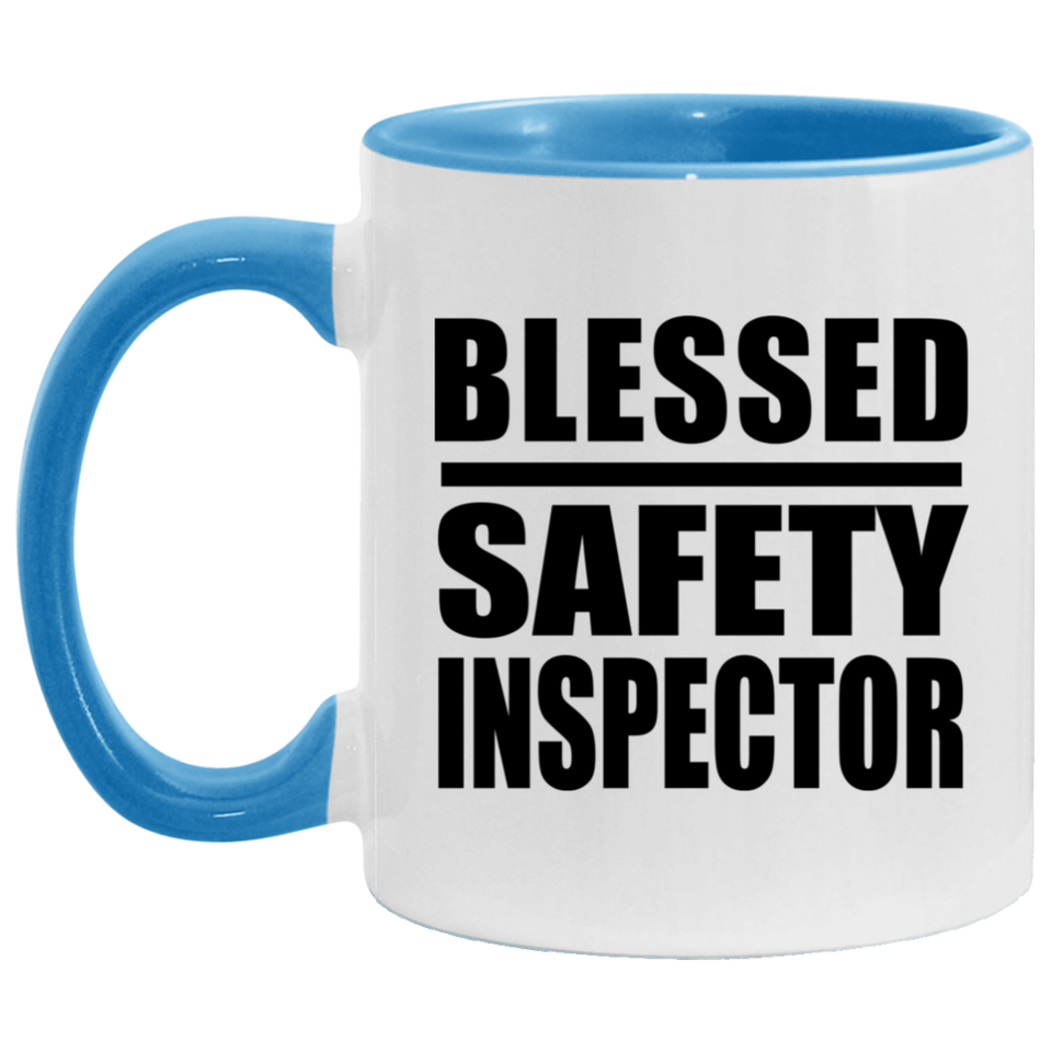 Blessed Safety Inspector - 11oz Accent Mug Blue