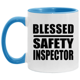 Blessed Safety Inspector - 11oz Accent Mug Blue