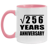 16th Anniversary Square Root of 256 Years Anniversary - 11oz Accent Mug Pink