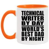 Technical Writer By Day World's Best Dad By Night - 11oz Accent Mug Orange