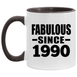 34th Birthday Fabulous Since 1990 - 11oz Accent Mug Black
