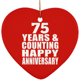 Happy 75th Anniversary 75 Years & Counting - Heart Ornament