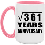 19th Anniversary Square Root of 361 Years Anniversary - 15oz Accent Mug Pink