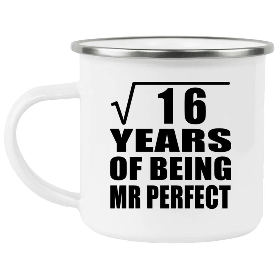 4th Anniversary Square Root of 16 Years of Mr Perfect - 12oz Camping Mug