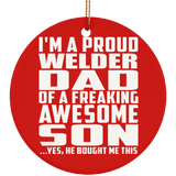Proud Welder Dad Of Awesome Son - Circle Ornament