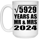 77th Anniversary Square Root of 5929 Years As Mr & Mrs 2024 - 15oz Coffee Mug