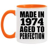 50th Birthday Made In 1974 Aged to Perfection - 11oz Accent Mug Orange