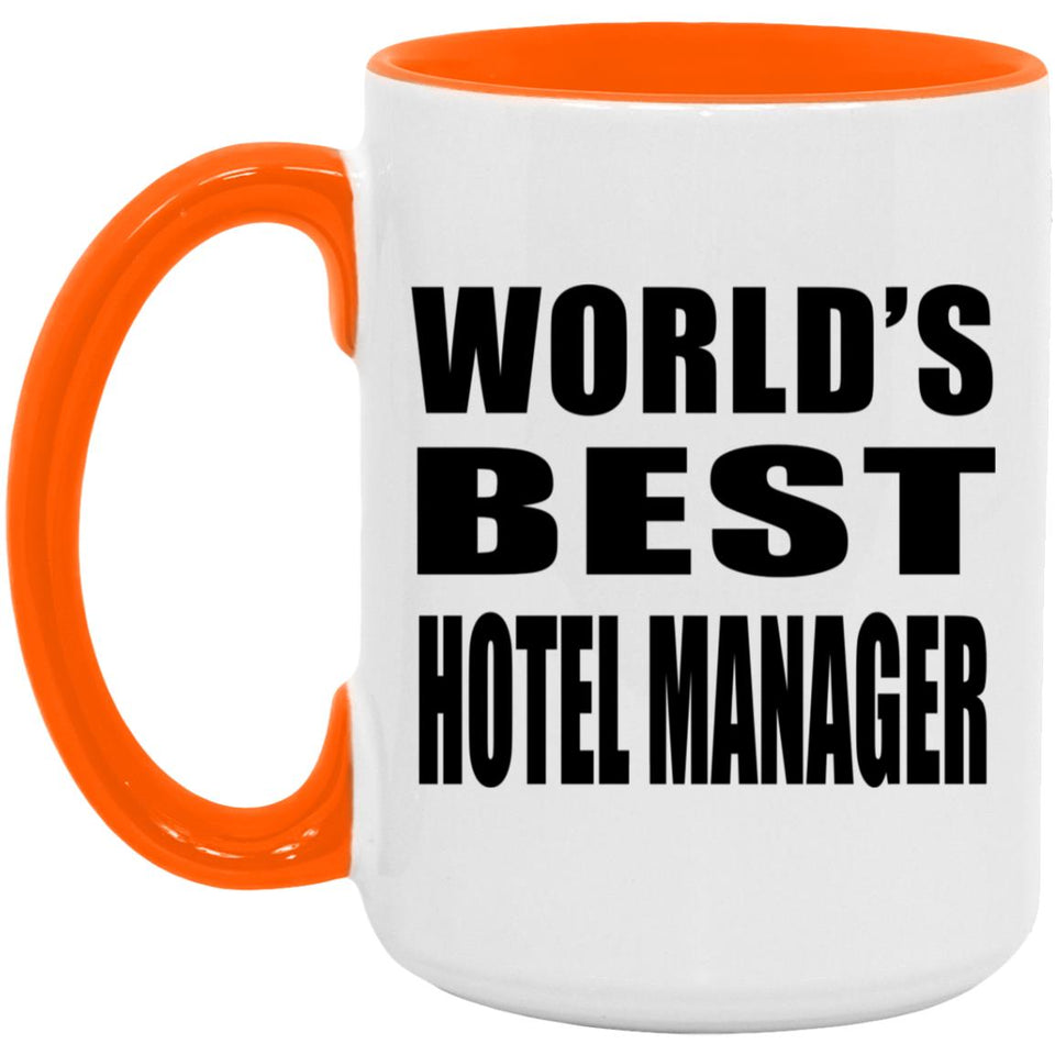 World's Best Hotel Manager - 15oz Accent Mug Orange