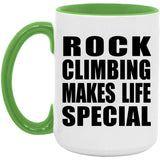 Rock Climbing Makes Life Special - 15oz Accent Mug Green
