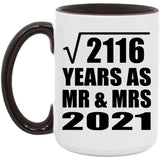 46th Anniversary Square Root of 2116 Years As Mr & Mrs 2021 - 15oz Accent Mug Black