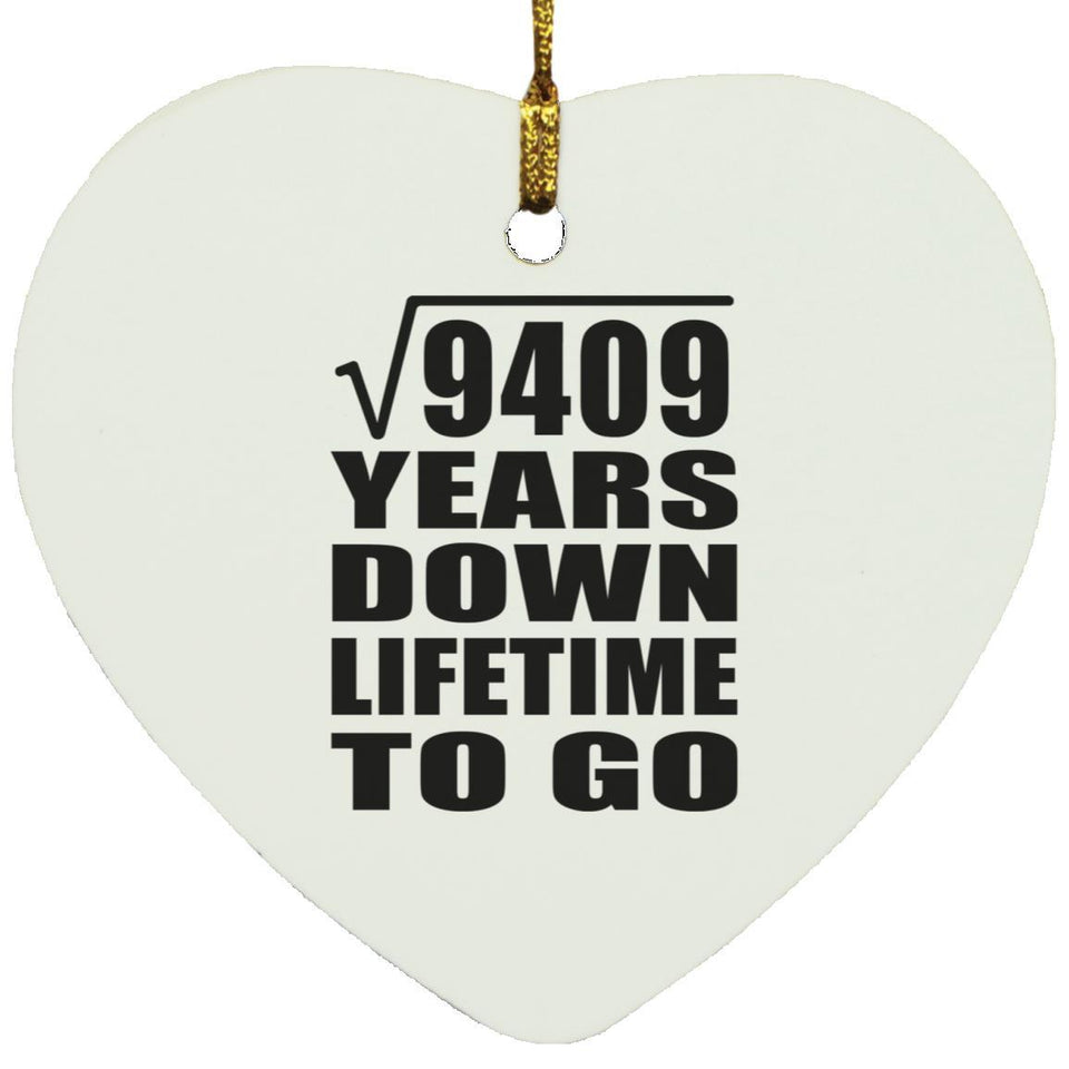 97th Anniversary Square Root of 9409 Years Lifetime To Go - Heart Ornament