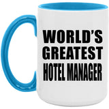 World's Greatest Hotel Manager - 15oz Accent Mug Blue