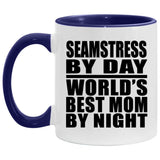 Seamstress By Day World's Best Mom By Night - 11oz Accent Mug Purple